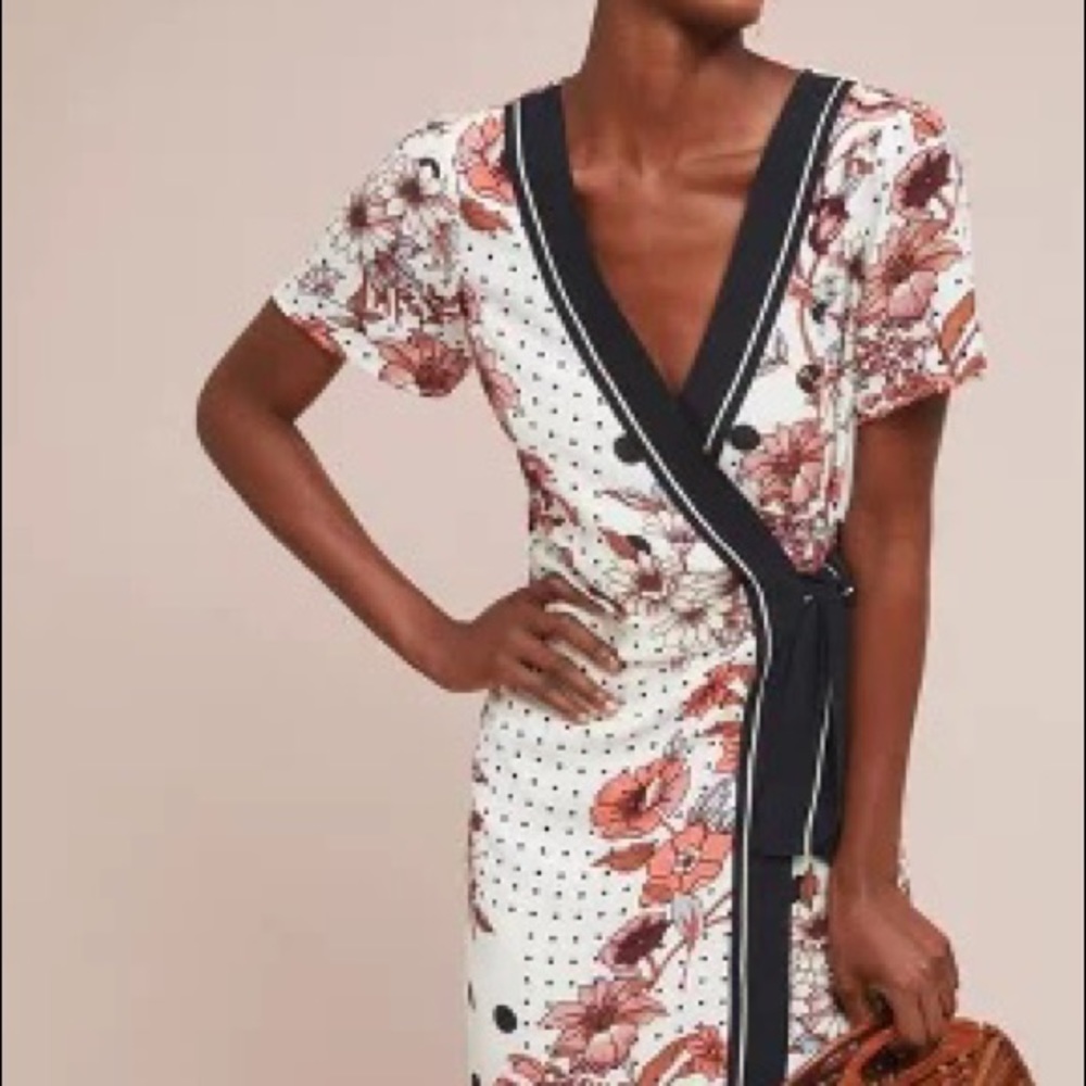 Mauve by Anthropologie wrap floral dress.